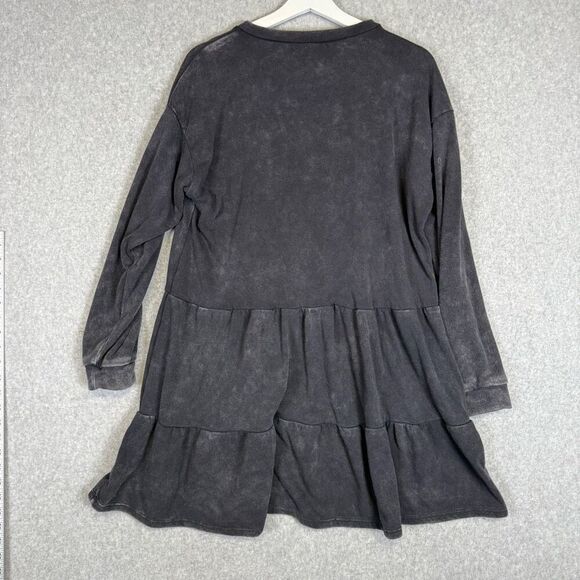 Wild Fable Women's Size Large Charcoal Grey Long Sleeve Tiered Mini Dress - Picture 6 of 8